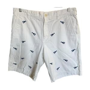 Izod Saltwater Shorts Mens 34 Anchors White Blue Sailor Chic Coastal Preppy Prep